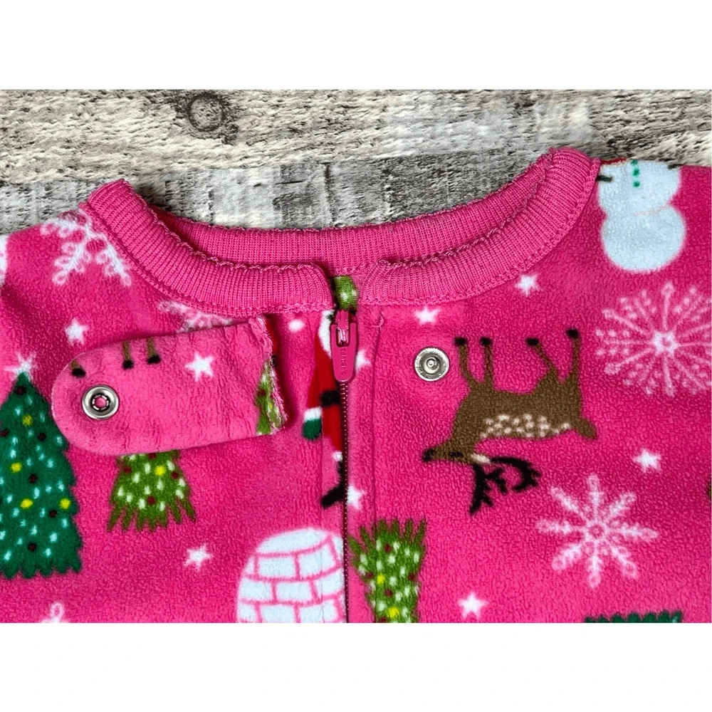 Carter's Christmas Trees Reindeer Santa Claus Fleece Footie 18 months‎ WInter